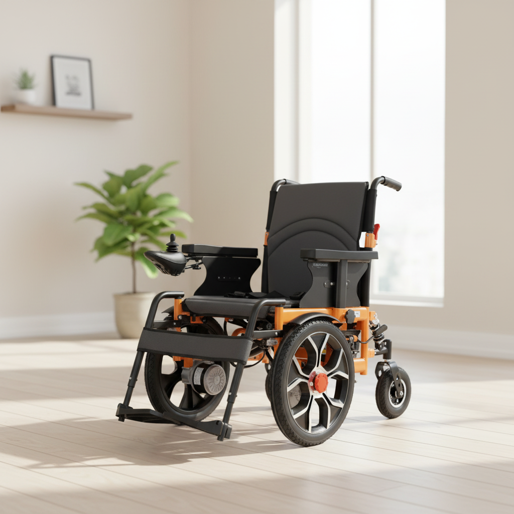 Powerful Lightweight Motorized Foldable Electric Wheelchair Wide Obstacle-Crossing Ability Big Front Tyre