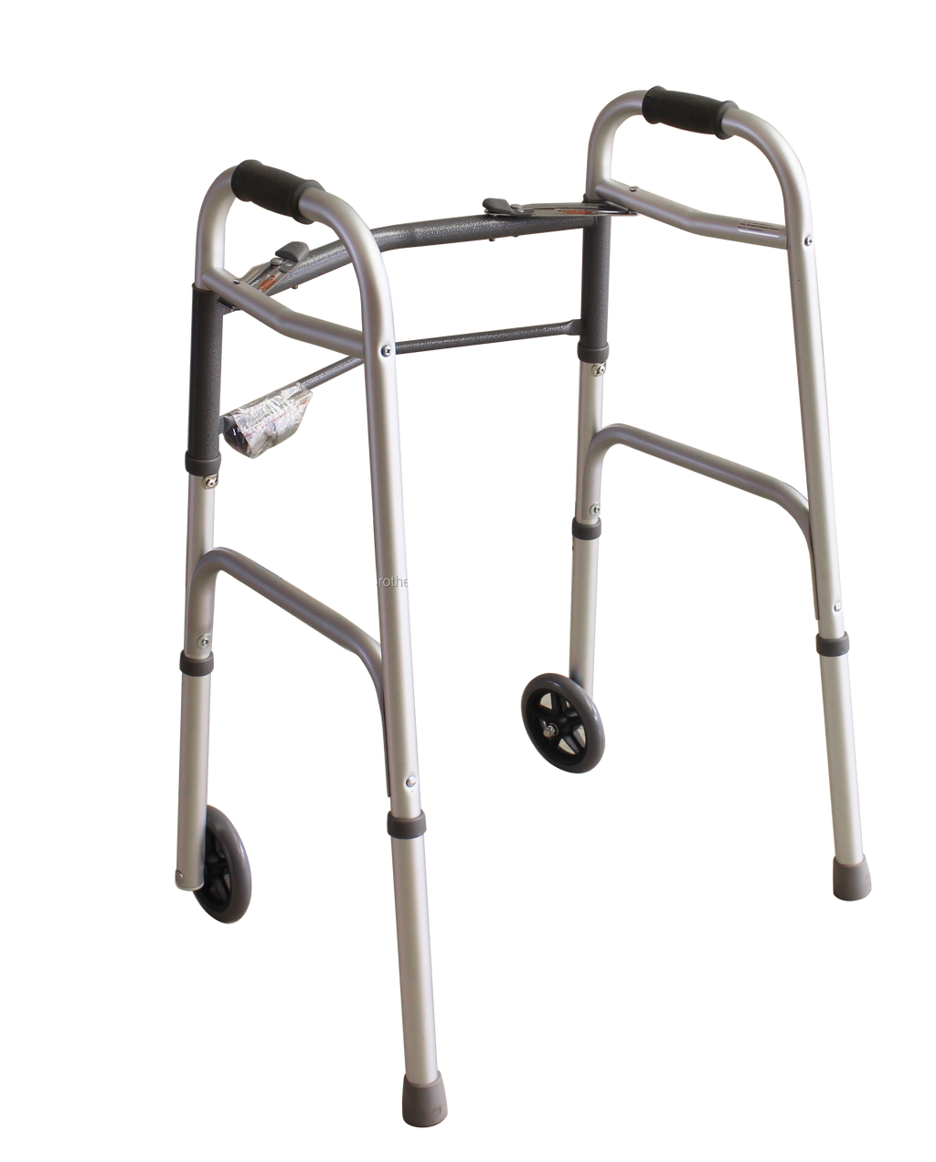 Adult Walker Foldable Adjustable 4-Leg Aluminium Frame Walkers with Two Front Wheels Walking Aid