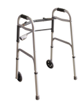 Adult Walker Foldable Adjustable 4-Leg Aluminium Frame Walkers with Two Front Wheels Walking Aid