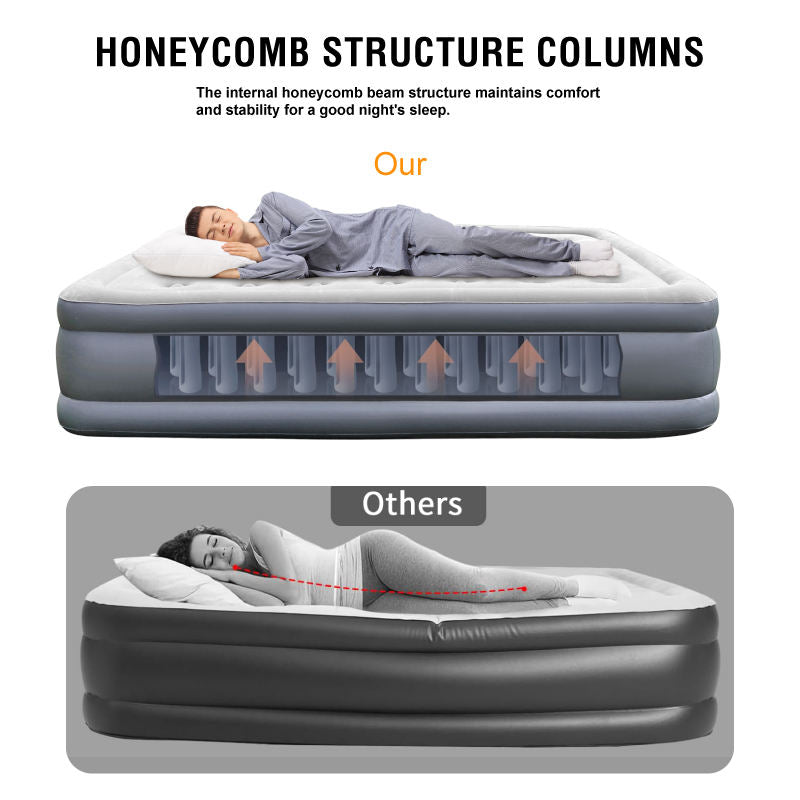 Self-Inflating Air Bed With Built-in Pump Foldable Sleeping Inflatable Bed PVC Flocking Air Mattress