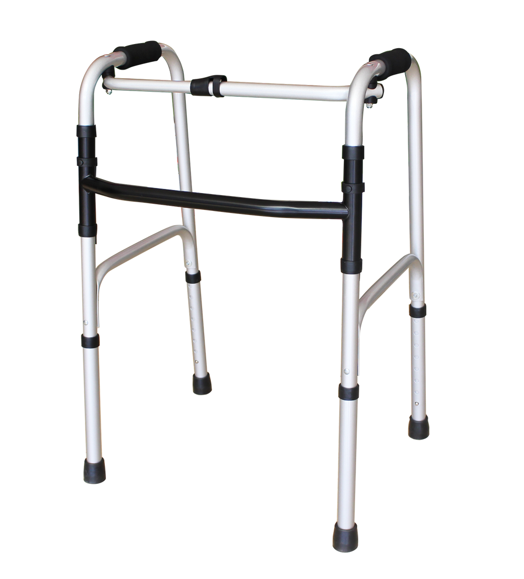 Adult Walker Foldable Adjustable 4-Leg Aluminium Frame Walkers with Two Front Wheels Walking Aid