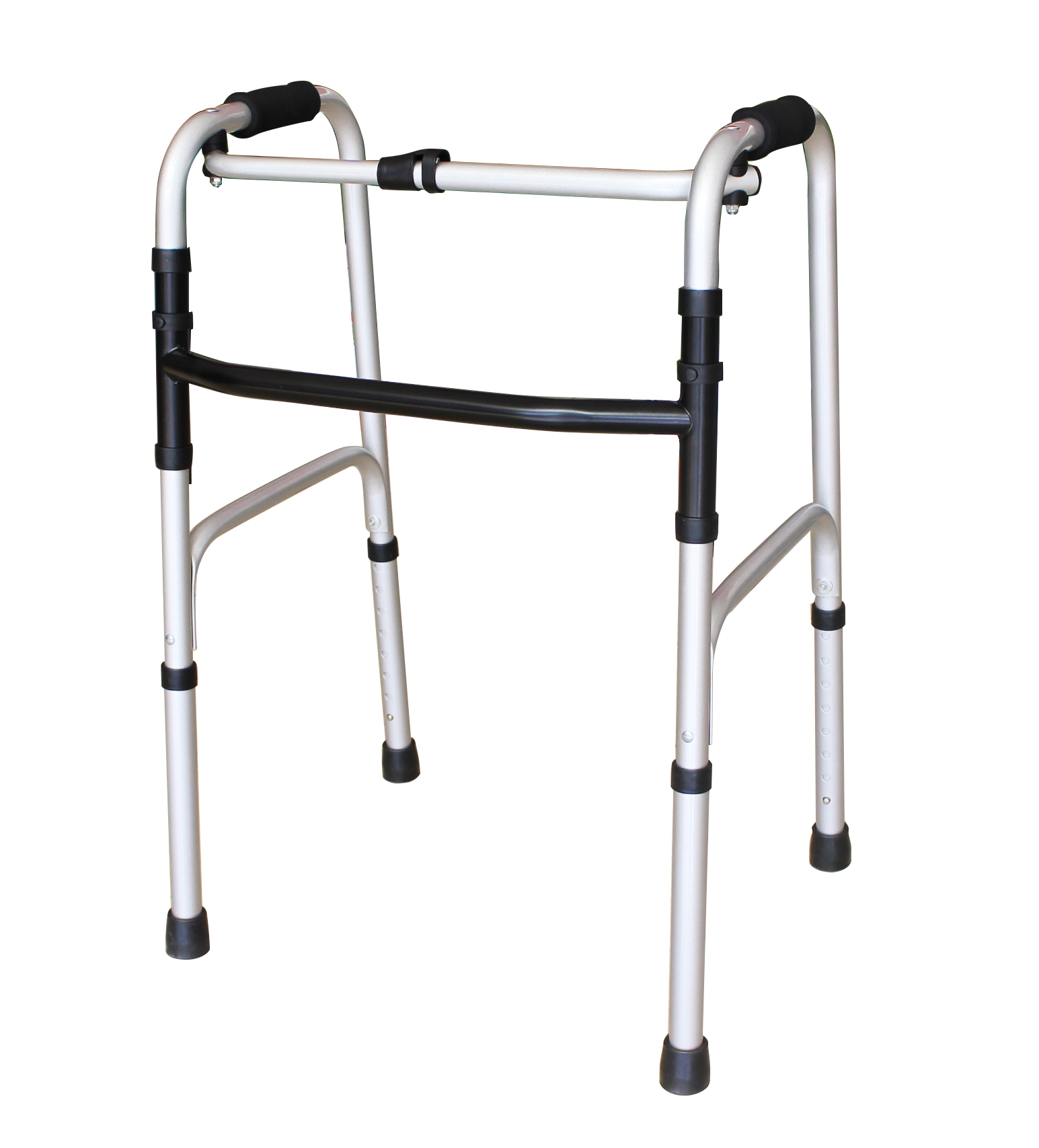 Adult Walker Foldable Adjustable 4-Leg Aluminium Frame Walkers with Two Front Wheels Walking Aid