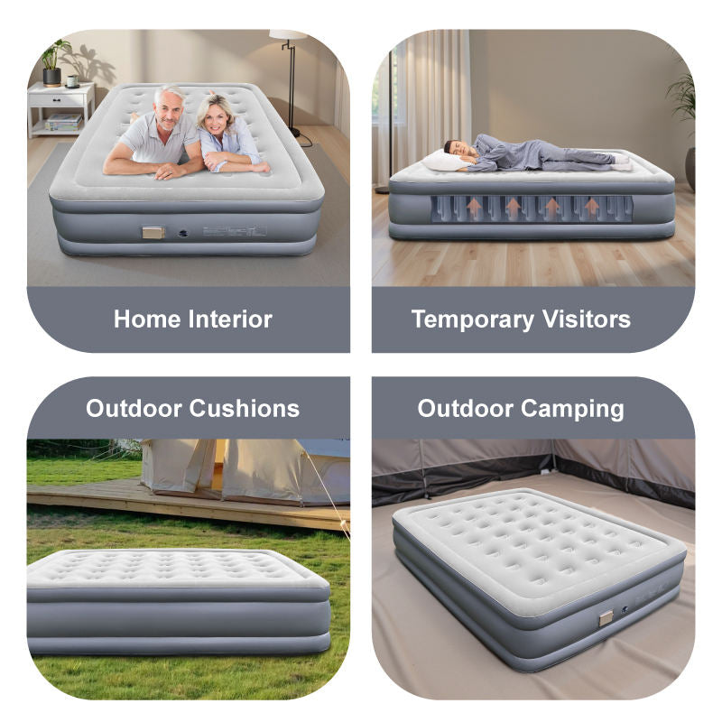 Self-Inflating Air Bed With Built-in Pump Foldable Sleeping Inflatable Bed PVC Flocking Air Mattress